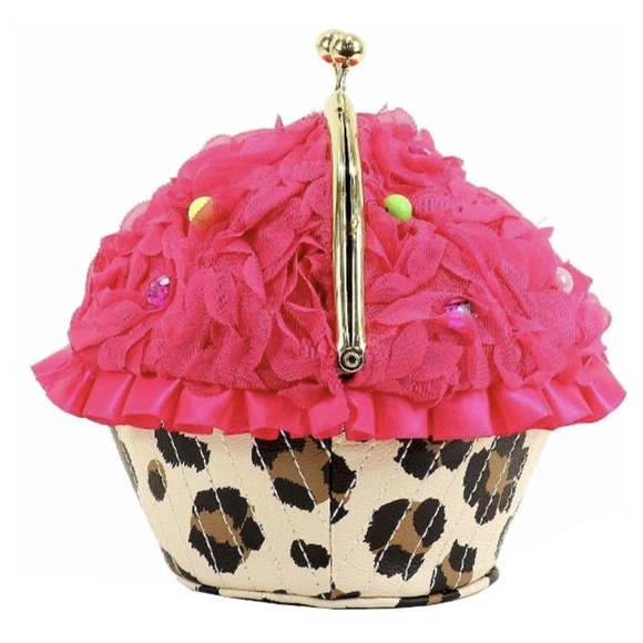 Betsey Johnson Pink And Leopard Print Kisslock Chain Strap Crossbody Bag NWOT - Picture 2 of 5